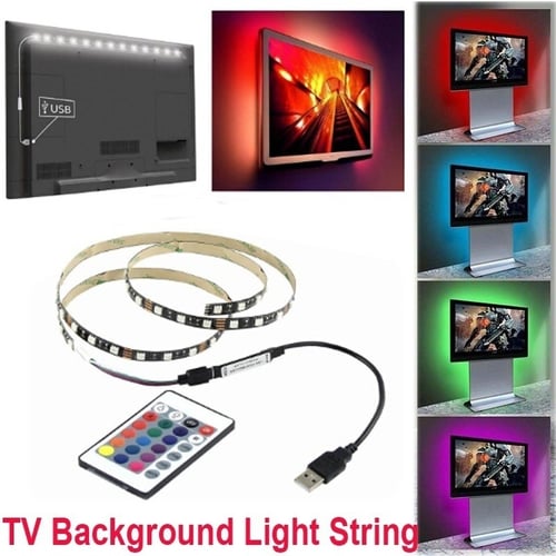 5V 5050 60SMD/M RGB LED Strip Lamp Bar TV White Light Kit+USB 24 Remote Control 