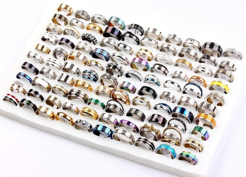 500 MIX desgin resale men women Stainless Steel Ring Wholesale Jewelry job lot 