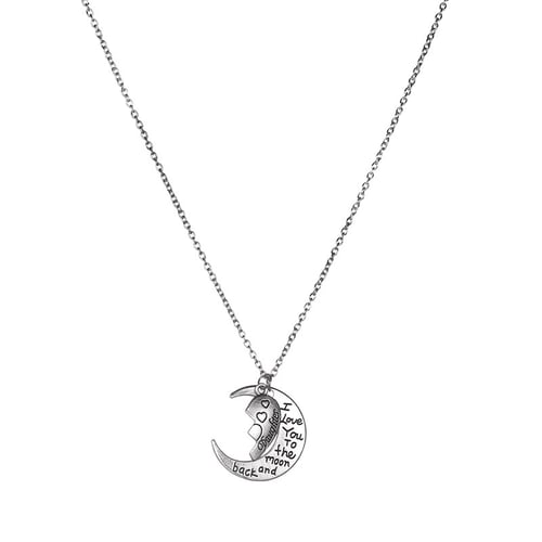 THE MOON AND BACK Mother Daughter Love Heart Pendant Necklace Family Jewelry