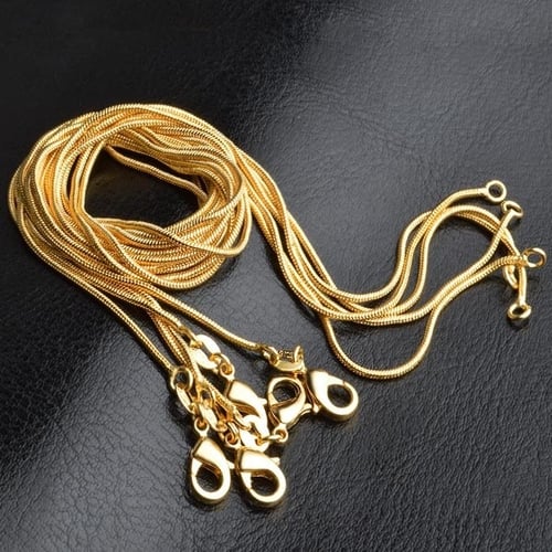 5x Luxury Women Men Jewelry 18K Yellow Gold Filled Snake Chains/Necklaces 16-30"