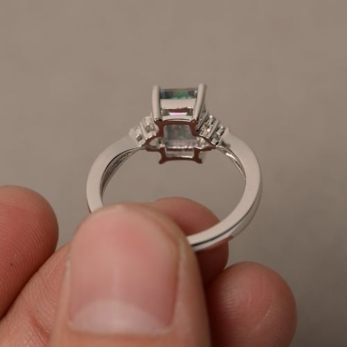 Women Gift Mystic Rainbow Topaz Wedding Engagement Ring Size 6-10 Jewelry