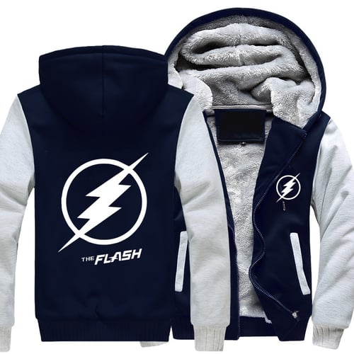 The Flash Thicken Hoodie Zipper Jacket Unisex Sweatshirts Winter Warm Coat 