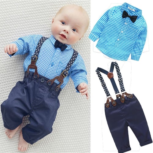 2Pcs Toddler Kids Baby Boys Shirt Tops+Braces Pants Trousers Outfits Clothes Set 