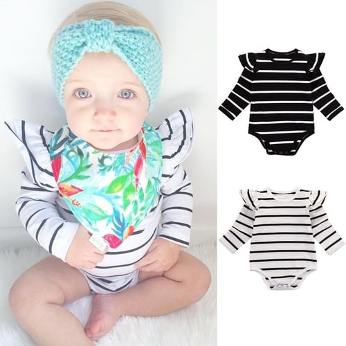 Newborn Baby Boy Girls Striped Cotton Romper Jumpsuit Bodysuit Outfit Clothes