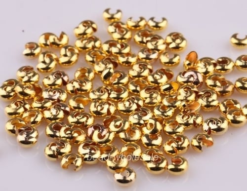 New 200Pcs Silver Gold Plated Crimp Beads Knot Covers Jewelry Making 3/4/5mm 