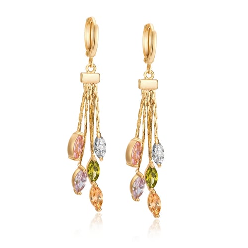 18K Yellow Gold Filled Women Marquise Amethyst Zircon Topaz Gemstone Earrings 