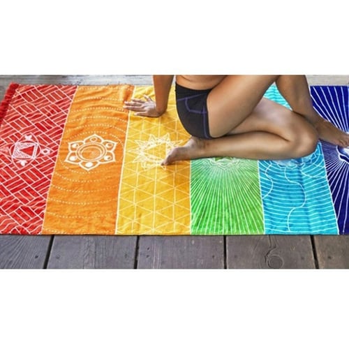 US Rainbow Beach Mat Mandala Blanket Wall Hanging Tapestry Stripe Towel Yoga Hot 