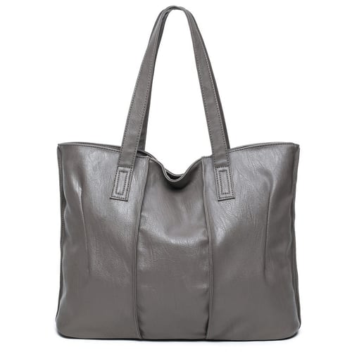 Handbags Fashion Women's Leather Large Big Shoulder Bags Casual Tote Black Gray 