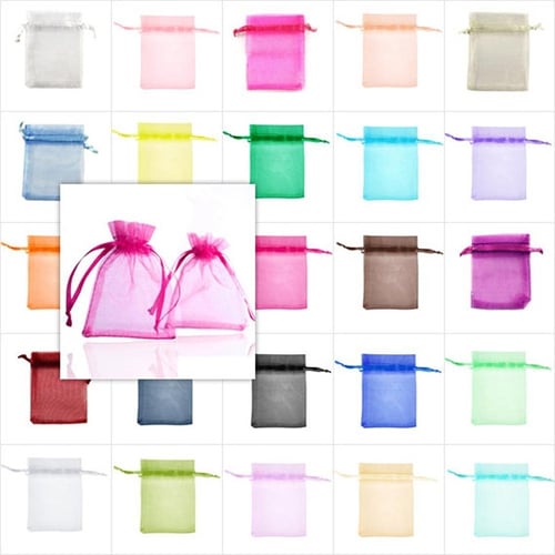 20pcs 7x9cm Organza Gift Bags Jewellery Pouches Rectangle Candy Color Wholesale 