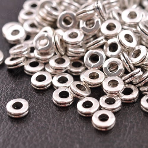 100Pcs Gold Silver DIY Loose Beads Jewelry Making Metal Charms Round Spacer Bead 
