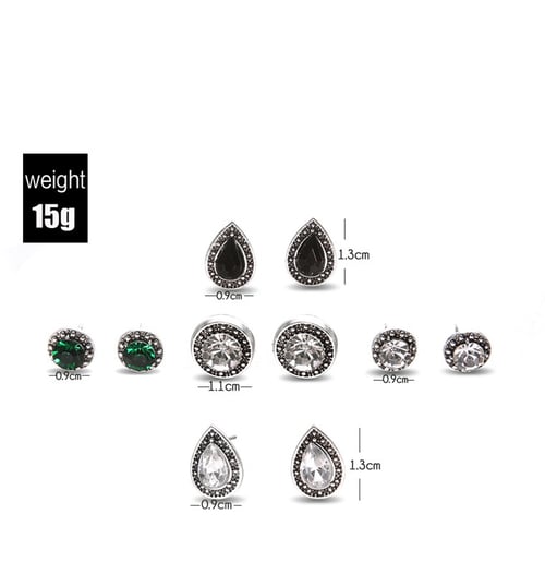 5 Pairs/Set Crystal Stud Earrings Women Jewelry Dazzling Cubic Zircon Earrings 