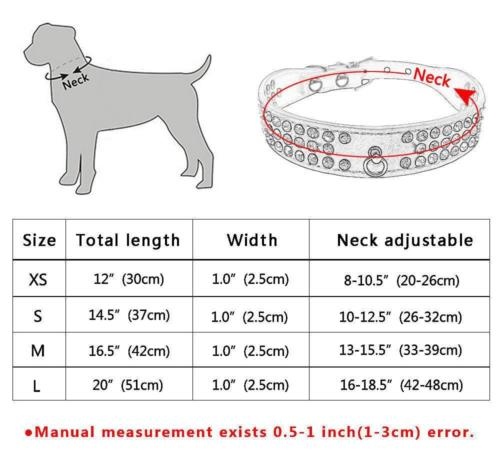 3 Rows Bling Dog Necklace with Crystal Bone Pendant Rhinestone Medium Dog 13-15" 