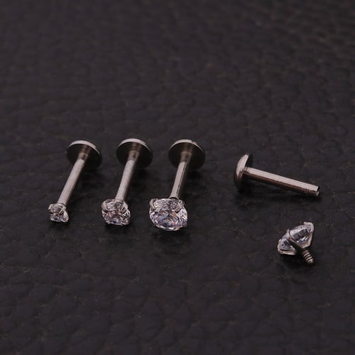 Tragus Jewelry Internally Threaded Labret for Forward Helix Piercing Conch Jewelry CZ- Labret Jewelry Cartilage Earring Stud Surgical Steel