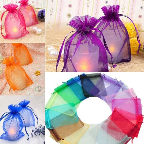 50-500PCS Organza Candy Bags Wedding Party Favor Gift Jewelry Pouch Sheer Decor 