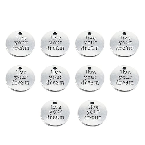 10pcs/set Love Words Charm Silver Round Tags DIY Jewelry For Bracelet Necklace 