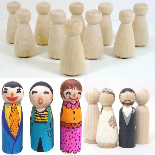 10pcs Wood Doll Peg Clothespins Natural Wooden DIY Print Kids Toys Craft 