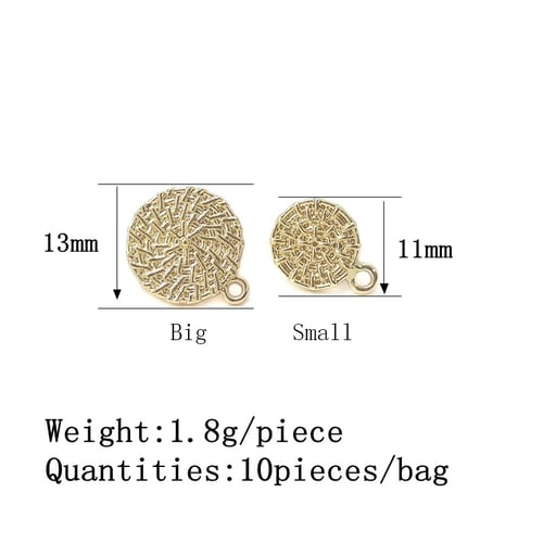 2018 New Two Size 10pieces Bag Zinc Alloy Plating Gold Round Earring Base Connectors Linkers For Diy Jewelry Accessories