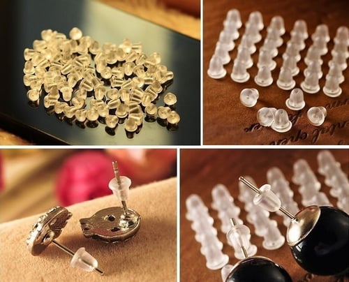 Lots 500PCS Rubber Earring Back Stoppers Ear Post Nuts Jewelry Findings 4MM DIY 