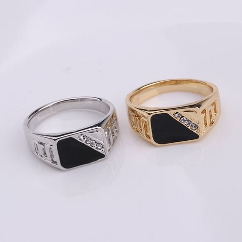 Finger Ring for Women Men Silver Color Black Enamel Bague Jewelry Christmas Gift