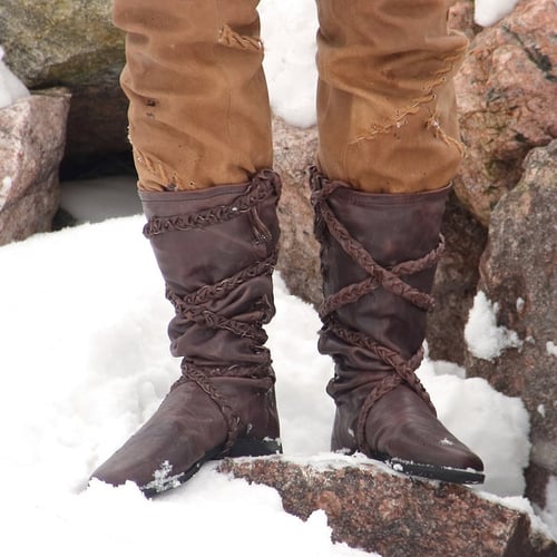 Plus Size Men Vintage Leather Knee High Boots With Ribbon Medieval Cosplay Viking Boots Buy Plus Size Men Vintage Leather Knee High Boots With Ribbon Medieval Cosplay Viking Boots Prices Reviews