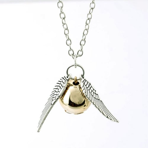 Deathly Hallows GOLD Charm necklace Harry Potter Golden Snitch Wing Bracelet 