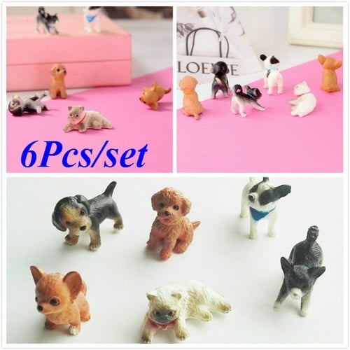 6Pcs/Set simulation cat and dog Dollhouse Miniature Model Decoration Gift Toys X 