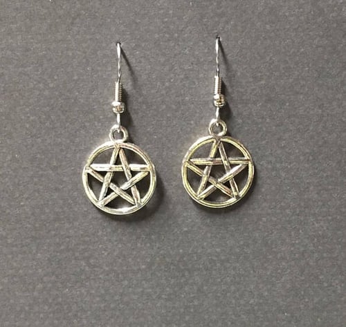 gold or silver Witchy pentagram dangle earrings