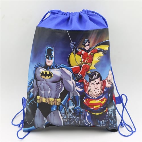 Kids Swimming Bag Drawstring Superman Batman Cartoon School Shoe 