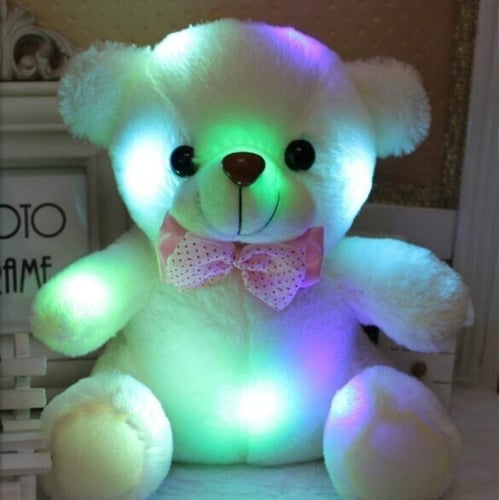 Colorful Glowing Plush Toy Bear Pillow Flashing LED Light Luminous Bear Kid Gift 