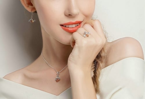 DIY Women Chic Gemstone Topaz Pendant Necklace Rings Earrings Jewelry Set Gifts