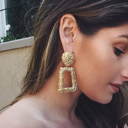 2018 Large Geometric Earrings for Women Statement Metal Earrings Drop Ear Stud 