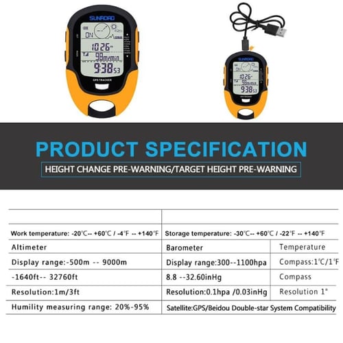 500 to 9000m Multifunctional Electronic GPS Beidou System Altimeter w/ Compass 