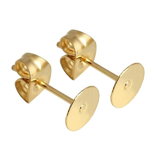 100x Lots Brass Stud Earring Blanks Round Cabochon Blank Bezel Setting Base