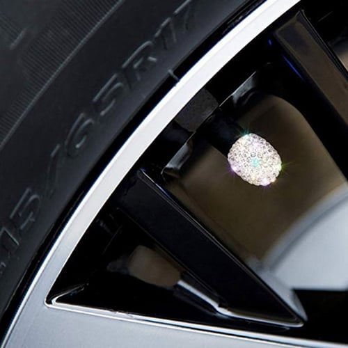 4* Car Rhinestone Tire Valve Caps Diamond Shining Air Caps Auto Accessories New