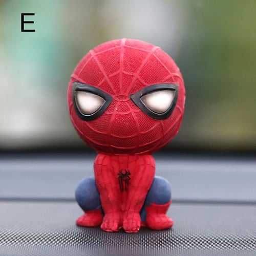 Car Cartoon Spiderman Model Shake Head Toy Resin Ornament Magnet Auto Interior