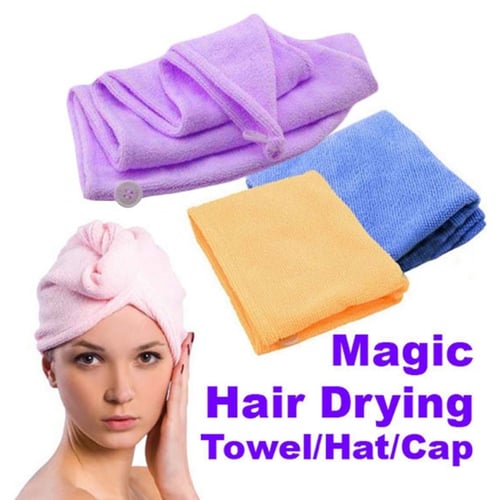 Hot Rapid Fast Drying Hair Absorbent Towel Turban Wrap Soft Shower Bath Cap Hat 