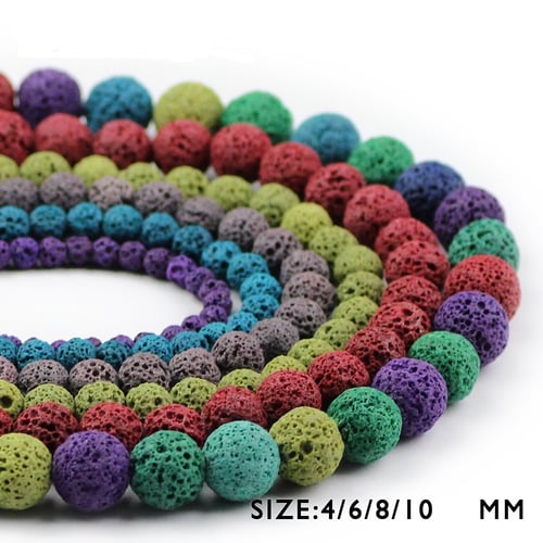 Multicolor Optional Colourful Lava Beads Volcanic Rock Natural Stone Beads 