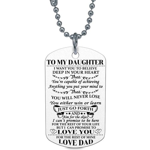 Military Dog Tag Stainless Steel Mom/Dad To Son/Daughter Necklace Family Gift