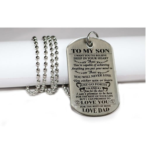 Family Stainless Steel Tag Pendant Necklace Chain Son/Daughter/Mom/Dad/Brother 