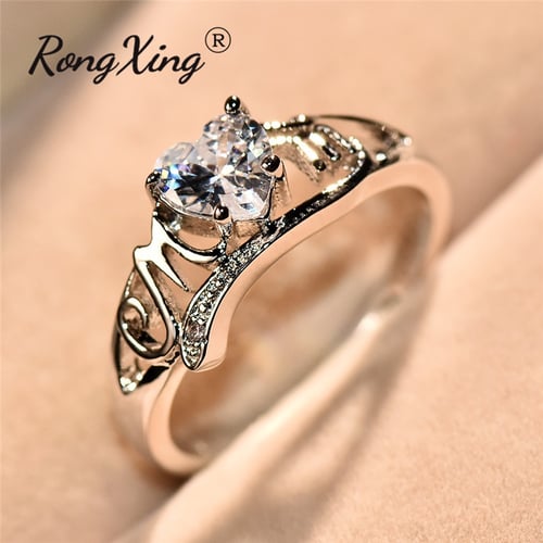 Love Mom Heart Shape Simulation Diamond 925 Ring Nana Ring Jewelry Size 5-10 