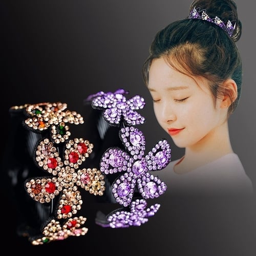 12x Small Cute Crystal Flowers Metal Hair Clip Girls Headwear Hair Accessories· 