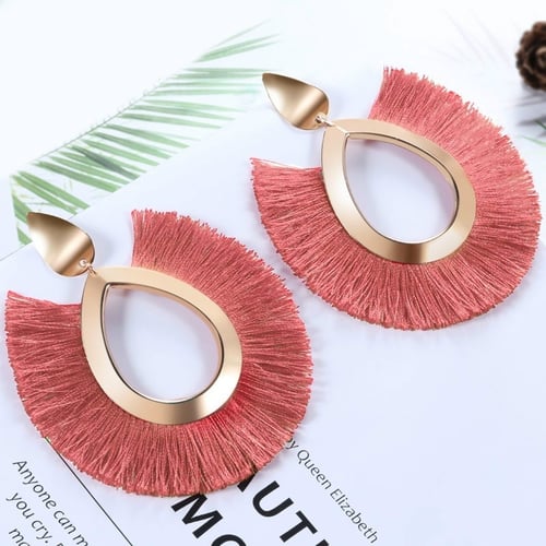 2019 Bohemian Vintage Irregular Red Copper Drop Dangle Hook Women Gift Earrings