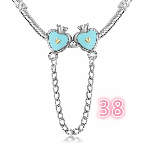 1pcs Silver heart CZ European Charm Beads Fit 925 Necklace Bracelet Chain DIY 