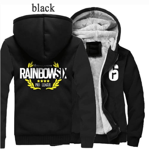 Mens Rainbow Six Winter Coat Thicken Warm Graphic Hoodies Sweatshirt Fleece Plus Size Zipper Jacket 