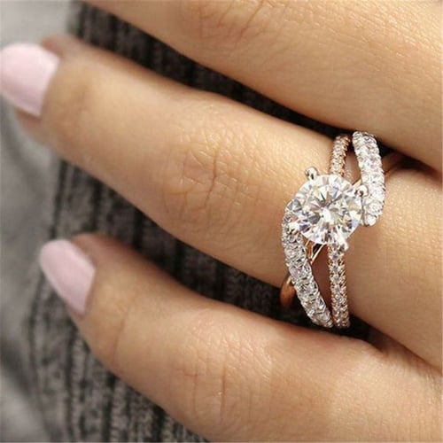 Fashion Cubic Zirconia 925 Silver Rings for Women Party Jewelry Size 6-10 