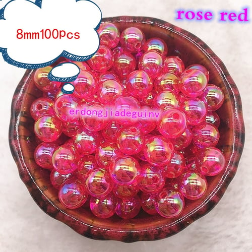 Wholesale 100Pcs Acrylic AB Plated Round Loose Spacer Beads Jewelry Findings 8MM 