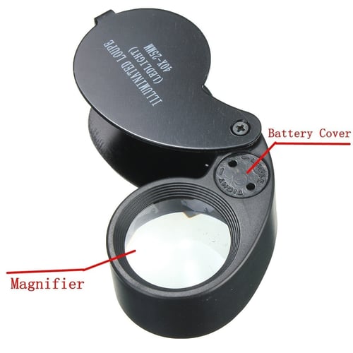 40X Magnifying Magnifier Glass Jeweler Eye Jewelry Loupe Loop with 2 LED LighBA