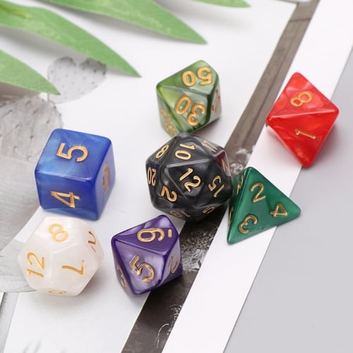 7pcs/set Polyhedral Dices Beads For TRPG Board Game D4-D20 