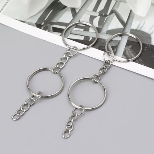 DIY 10pcs 25mm Polished Keyring Keychain Split Ring Short Chain Key Rings Kit
