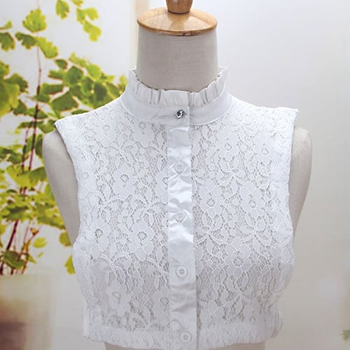 Women Lace Fake Collar Hollow Detachable Lapel Shirt Choker Necklace White Black 